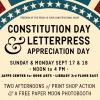 Letterpress Appreciation Day and Constitution Day