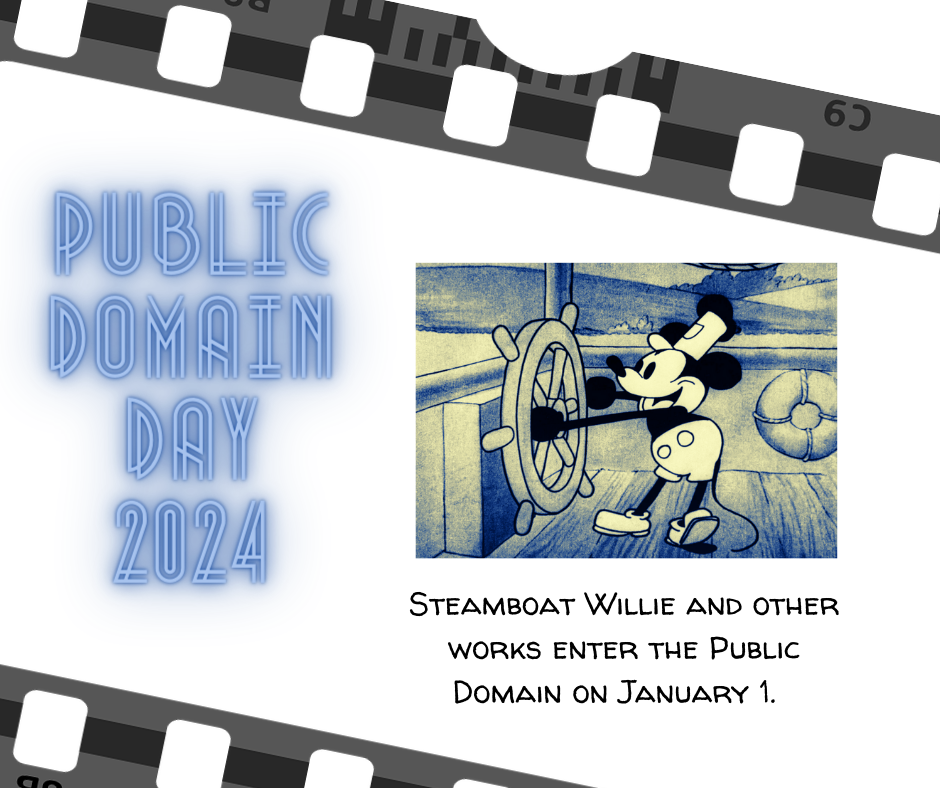 Steamboat Willie enters the public domain in 2024.
