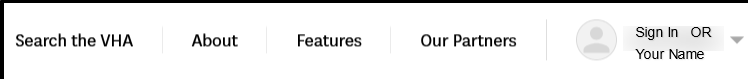 VHA top right side of page navigation menu