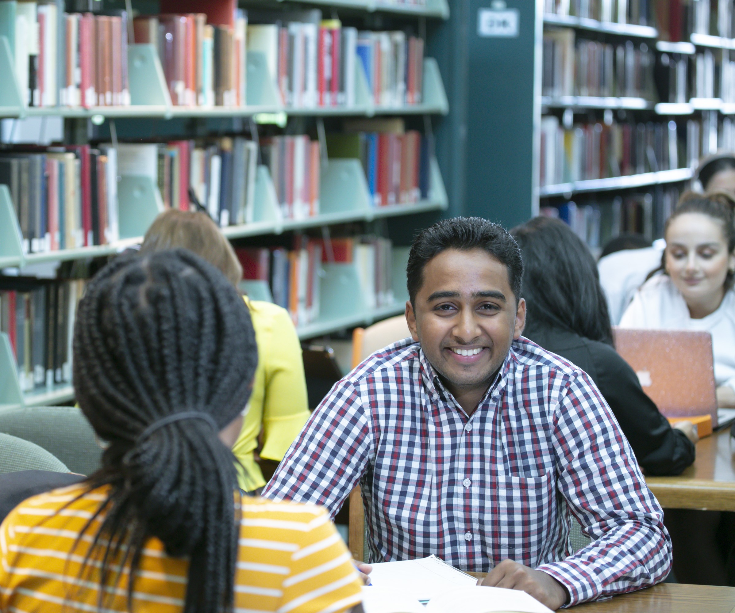 student group in library