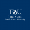 FAU Libraries logo in white over dark blue background