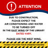 Air Conditioning and Water Off in East Wing 5/29-6/1