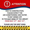 Air Conditioning and Water Off in East Wing 5/14-5/16