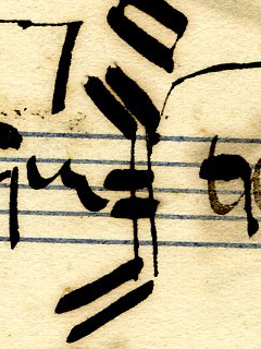 Partial photograph of manuscript music
