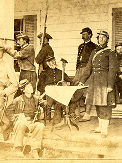 Image of soldiers from the civil war, from the Rinhart Stereographic Collection