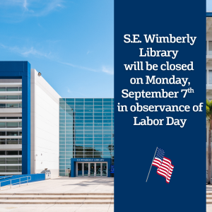 S.E. Wimberly Library Closed for Labor Day