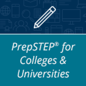 A PrepSTEP logo and a picture of the pencil over dark blue and green background
