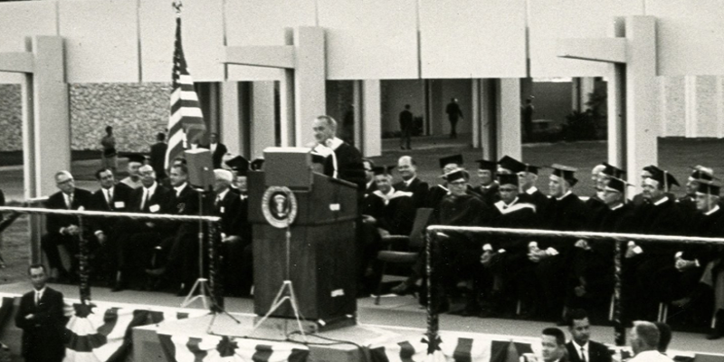 U.S. President Lyndon Baines Johnson speaks at the FAU Dedication